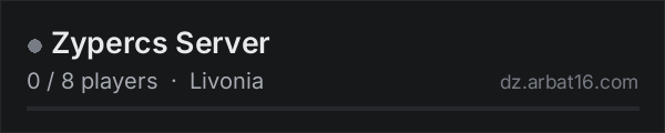 Zypercs Server on the AR16 DayZ server list