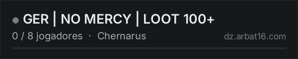 GER | NO MERCY | LOOT 100+ na lista de servidores de DayZ da AR16