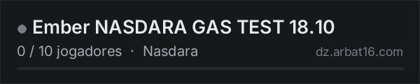 Ember NASDARA GAS TEST 18.10 na lista de servidores de DayZ da AR16