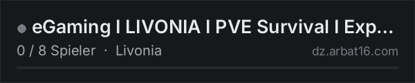 eGaming I LIVONIA I PVE Survival I Expansion I AI System I Medi in der DayZ-Serverliste von AR16