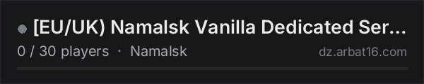 EU/UK) Namalsk Vanilla Dedicated Server on the AR16 DayZ server list