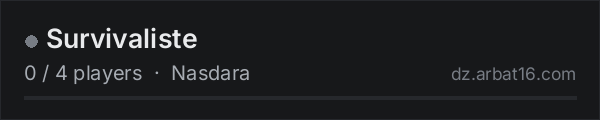 Survivaliste on the AR16 DayZ server list