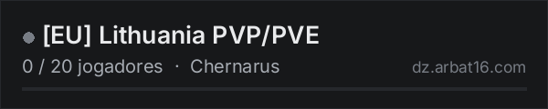 [EU] Lithuania PVP/PVE na lista de servidores de DayZ da AR16