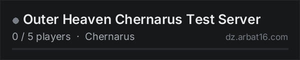 Outer Heaven Chernarus Test Server on the AR16 DayZ server list