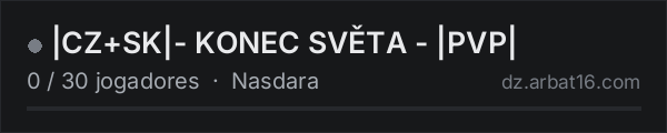 |CZ+SK|- KONEC SVĚTA - |PVP| na lista de servidores de DayZ da AR16