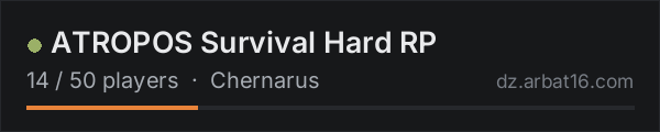ATROPOS Survival Hard RP on the AR16 DayZ server list