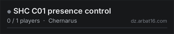 SHC C01 presence control on the AR16 DayZ server list