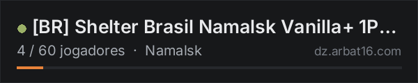 BR Shelter Brasil Namalsk Vanilla+ 1PP shelterZ.com.br na lista de servidores de DayZ da AR16
