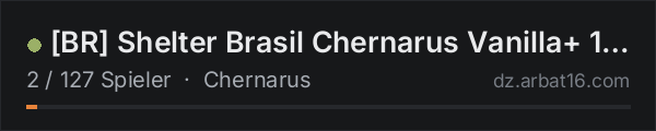 [BR] Shelter Brasil Chernarus Vanilla+ 1PP shelterZ.com.br in der DayZ-Serverliste von AR16