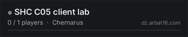SHC C05 client lab on the AR16 DayZ server list