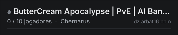 ButterCream Apocalypse | PvE | AI Bandits | Traders | Black Mar na lista de servidores de DayZ da AR16