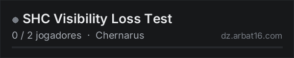 SHC Visibility Loss Test na lista de servidores de DayZ da AR16