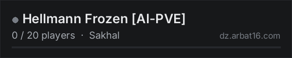 Hellmann Frozen [AI-PVE] on the AR16 DayZ server list