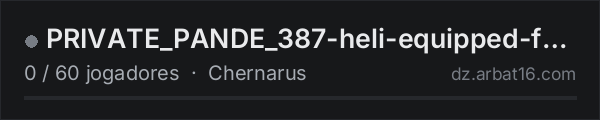 PRIVATE_PANDE_387-heli-equipped-free-flight na lista de servidores de DayZ da AR16