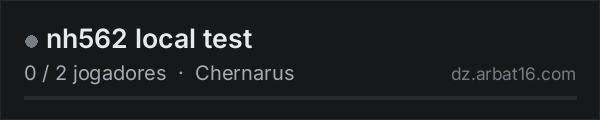 nh562 local test na lista de servidores de DayZ da AR16
