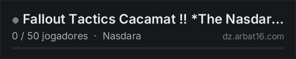 Fallout Tactics Cacamat !! *The Nasdara Desert* na lista de servidores de DayZ da AR16