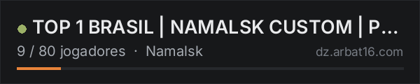 TOP 1 BRASIL | NAMALSK CUSTOM | PVP | PVE na lista de servidores de DayZ da AR16