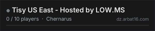 Tisy US East - Hosted by LOW.MS on the AR16 DayZ server list
