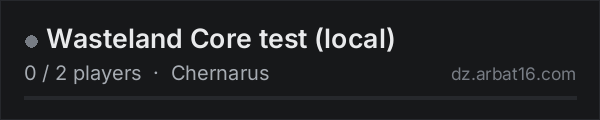 Wasteland Core test (local) on the AR16 DayZ server list