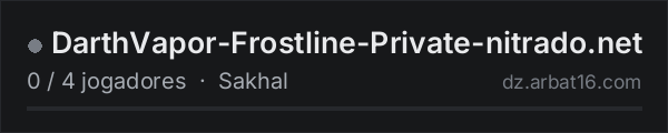 DarthVapor-Frostline-Private-nitrado.net na lista de servidores de DayZ da AR16