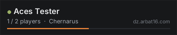 Aces Tester on the AR16 DayZ server list