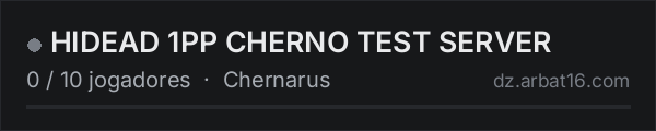 HIDEAD 1PP CHERNO TEST SERVER na lista de servidores de DayZ da AR16