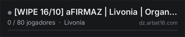 [WIPE 16/10] aFIRMAZ | Livonia | OrganicRP | 1PP na lista de servidores de DayZ da AR16