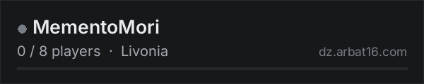 MementoMori on the AR16 DayZ server list