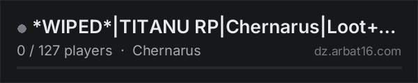 *WIPED*|TITANU RP|Chernarus|Loot+|Map|All Scopes|BM on the AR16 DayZ server list