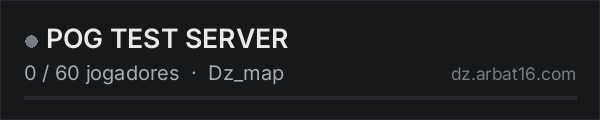 POG TEST SERVER na lista de servidores de DayZ da AR16