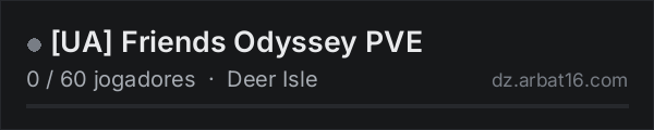 [UA] Friends Odyssey PVE na lista de servidores de DayZ da AR16
