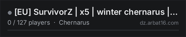 [EU] SurvivorZ | x5 | winter chernarus | 3PP | Hard Zombies on the AR16 DayZ server list