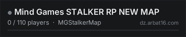 Mind Games STALKER RP NEW MAP on the AR16 DayZ server list