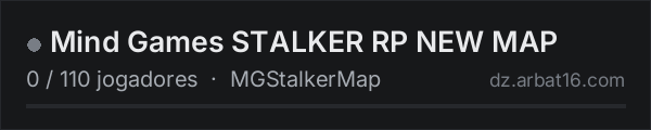 Mind Games STALKER RP NEW MAP na lista de servidores de DayZ da AR16