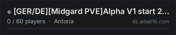 GER/DEMidgard PVEAlpha V1 start 25.11 on the AR16 DayZ server list