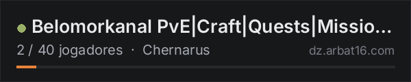 Belomorkanal PvE|Craft|Quests|Mission|Lite-server na lista de servidores de DayZ da AR16