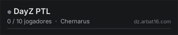 DayZ PTL na lista de servidores de DayZ da AR16