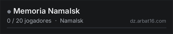 Memoria Namalsk na lista de servidores de DayZ da AR16