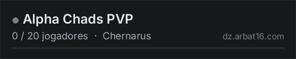 Alpha Chads PVP na lista de servidores de DayZ da AR16