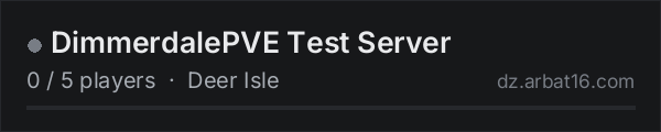 DimmerdalePVE Test Server on the AR16 DayZ server list