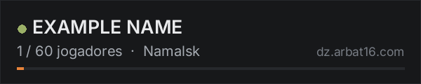 EXAMPLE NAME na lista de servidores de DayZ da AR16