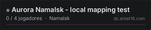 Aurora Namalsk - local mapping test na lista de servidores de DayZ da AR16