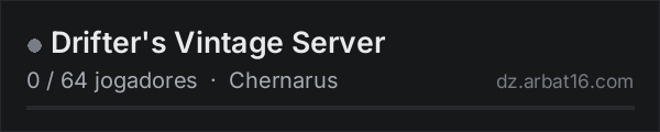 Drifter's Vintage Server na lista de servidores de DayZ da AR16