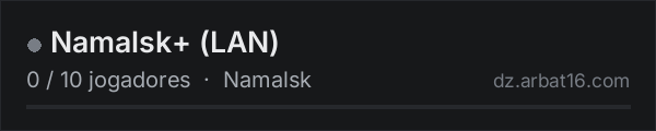 Namalsk+ (LAN) na lista de servidores de DayZ da AR16