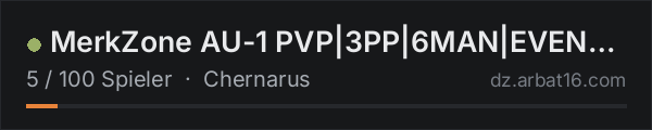 MerkZone AU-1 PVP|3PP|6MAN|EVENTS|AIMISSIONS|HELI in der DayZ-Serverliste von AR16