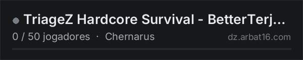 TriageZ Hardcore Survival - BetterTerje | Apocalyptic na lista de servidores de DayZ da AR16