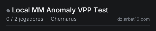 Local MM Anomaly VPP Test na lista de servidores de DayZ da AR16
