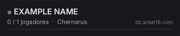 EXAMPLE NAME na lista de servidores de DayZ da AR16
