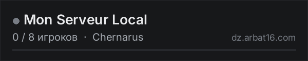 Mon Serveur Local в списке серверов DayZ от AR16