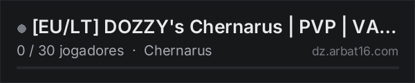 [EU/LT] DOZZY's Chernarus | PVP | VANILLA+ | 3PP | na lista de servidores de DayZ da AR16